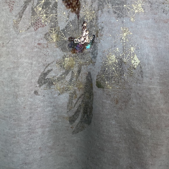 Miss Me fashion tank top size medium taupe and cream color with bronze sequins - Picture 5 of 7